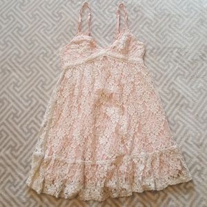 Hollister Light Pink Dress with Lace Overlay
